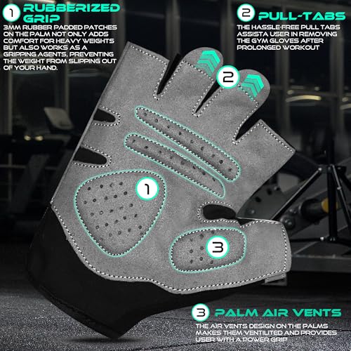 WESTWOOD FOX Fitnesshandschuhe für das Fitnesstraining rutschfest stoßdämpfend Gewichtheberhandschuhe gepolsterter Griff atmungsaktiv Fingerlose Trainingsunterstützung (Without Support, L)
