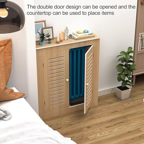 Mueble cubre radiador moderno de madera con puertas y estante multiusos 4