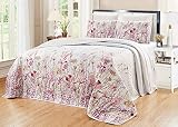 3-Piece Fine Printed Oversize Quilt Set Reversible Bedspread Coverlet (Double) Full Size Bed Cover (