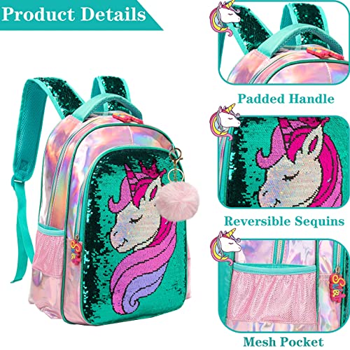 Unicorn Backpack For Girls Backpacks Glitter Sequin Bookbag With Lunch Box For Elementary Students Preschool Bag #TOP3