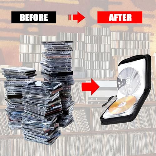 NUWIQ CD DVD Cases for Storage: Blue CD Wallet with 40 Capacity Hard Plastic Sleeves for Discs - Portable Holder Carrying Albums and Games for Car Home Travel - Image 2