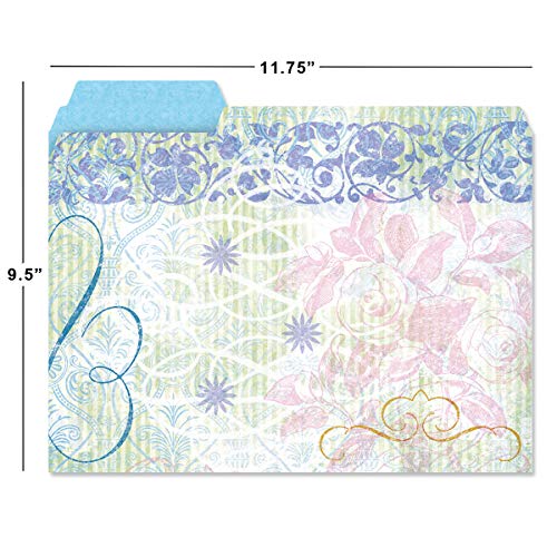 Floral Fun File Folder Value Pack - Set Of 24 File Folders With Staggered Tabs, 6 Designs, Pretty Flower Design, Office Supplies, Letter Size, 9 ½ X 11 ¾ Inches #TOP1
