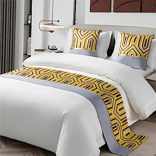 Camino de cama de diamante texturizado, bufanda de hotel y cojines decorativos