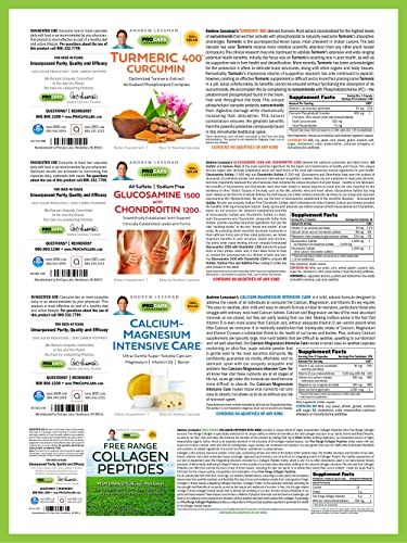 Andrew Lessman 4 Product Joint Support – 240 Capsules Each Glucosamine 1500 Chondroitin 1200, Turmeric 400, Calcium Magnesium Intensive Care Plus Free Range Collagen Peptides. Promotes Healthy Joints. #TOP1