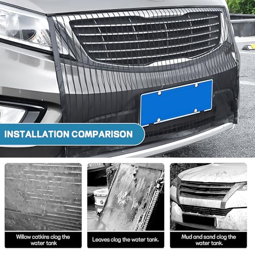 Image of Wuyaoyao Car Grille Protection Net, 39.4 inchx31.5 inch High-Density Front Grill Air Intake Mesh Dustproof Net with Hooks, Car Grill Mesh Blocks Stones Leaves Dirt, Universal Car Accessories (Opening: Black)