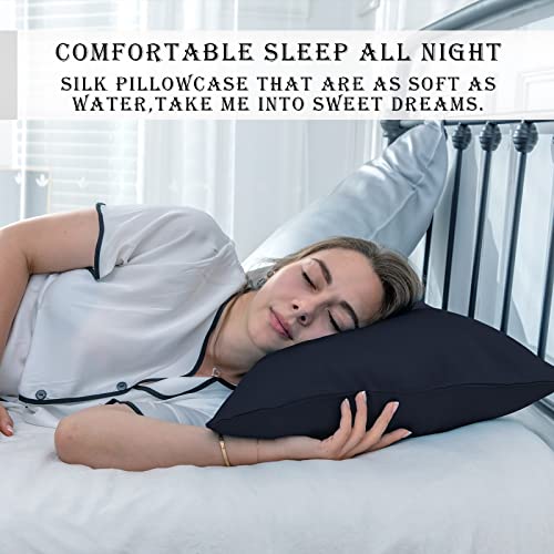 Silk Pillowcase for Hair and Skin,Soft,Breathable and Sliky 100% Standard Size Pillow Cases Set of 2,Both Sides Natural Mulberry Silk Pillowcases with Hidden Zipper(Standard Size 20"X 26",2pcs)