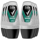 Sure Men Motion Sense Antiperspirant Deodorant Sensitive Dry Roll-On that keeps up to 48 hours of protection from sweat and body odour helps keep you fresh on the move, 50 ml Bulk Buy 6 Pack