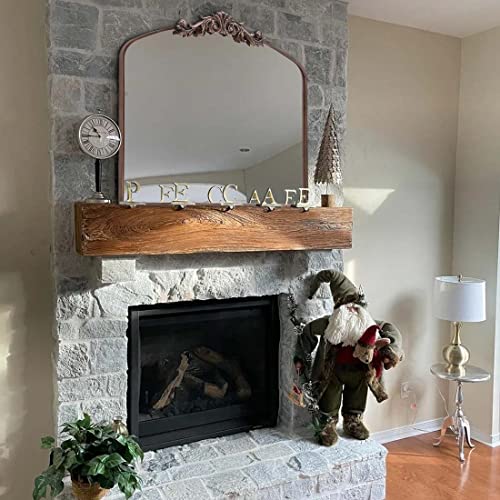 Paihome Large Brozen Mantle Mirror 30X36 Inch Metal Frame, Big Fireplace Mirrors Modern Vanity Mirror For Bathroom Brass Arch Decorative Baroque Mirrors Farmhouse #TOP6