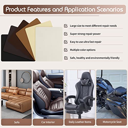 KING MOUNTAIN Leather Repair Patch,2 Packs 9 x 11 Inches self Adhesive Leather Repair Tape for Damaged Leather Furniture, Sofa Seating,Car Seats, Leather Goods（Coffee Brown） by KING MOUNTAIN - Image 5