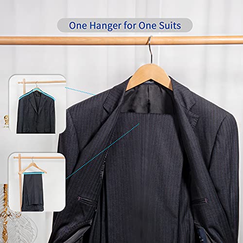 image for Nature Smile Luxury Natural Wooden Suit Hangers - 6 Pack - Wood Coat H