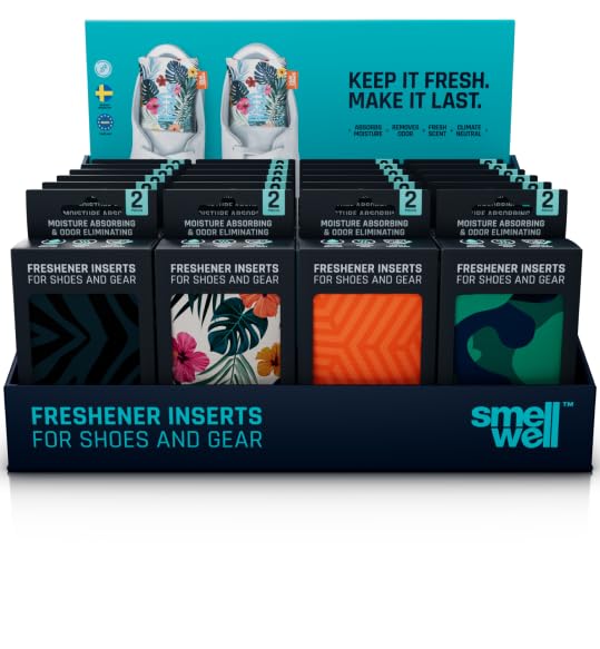 SmellWell - Scented Shoe Deodorizer Inserts - Odor Eliminators - Activated Bamboo Charcoal + Minerals - Natural Fresheners for shoes, bags, gloves - 48 x 1.8oz - Team Pack