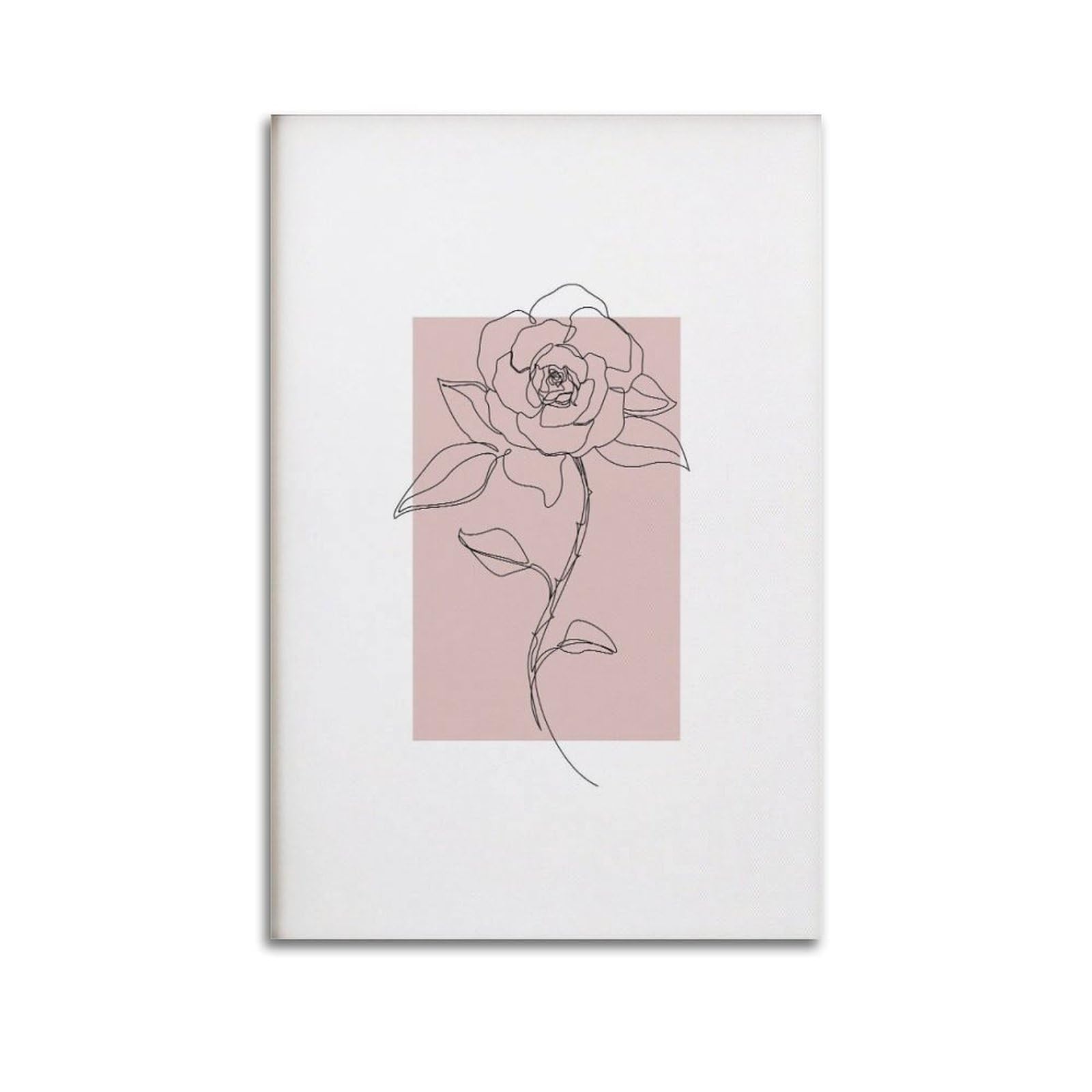 xiaoxiaoshen Minimal Line Rose Blush Pink, Black Outline Canvas Poster Wall Art Prints Room Aesthetic Murals Bedroom And Living Decorations 20x30inch(50x75cm)