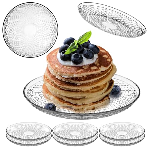 KADAX Piatti in vetro da 17,5 cm, set da 6 piatti rotondi in vetro trasparente, piatti da portata in vetro, ideali come piatto da dolce, piatto da dessert o piattino
