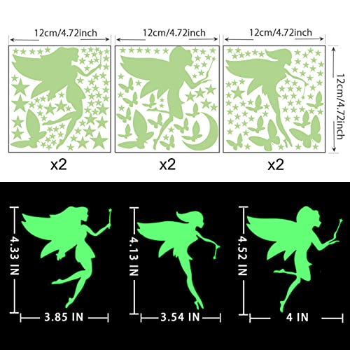 Glow In The Dark Fairy Wall Decals, Luminous Fairies Wall Stickers Bedroom Ceiling Decoration, Butterfly And Star Room Decor For Girls Kids Princess #TOP4