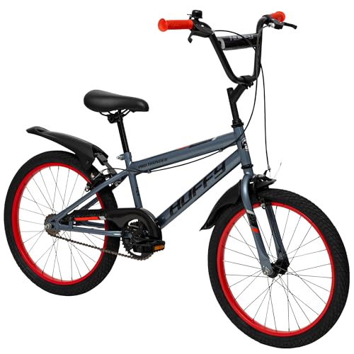 Vélo Enfant Huffy Pro Thunder 20 Pouces, 6 à 11 Ans, Gris Anthracite, Garde-chaîne partiel, Guidon de Style BMX, Freins à Double étrier