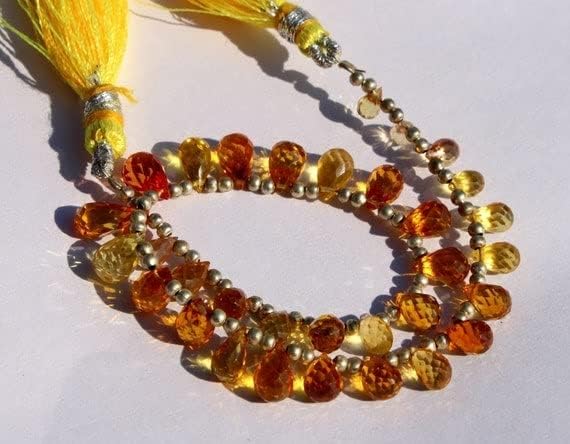 Quartz corindon jaune perles gouttes facettées LKBEADS 3x5-5x10mm
