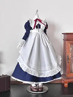 HAMRETHYPPZ 1/4 1/6 1/3 BJD　 球体関節人形 ドレス ドール　コスチューム　人形メイド服 球体関節人形着せ替え かわいいメイドスカート、プリンセススカート、かわいいエプロン、かわいい頭飾り (ヘッド、素体は含まりません) (青, 1/6)