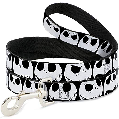 Dog Leash Nightmare Before Christmas 7 Jack Expressions Black White 4 Feet Long 1.0 Inch Wide
