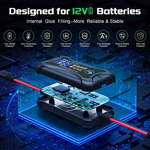 10Amp 12 Volt MPPT Solar Charge Controller, Bateria Power Intelligent Portable Solar Panel Controller, Max PV 150W 30Voc Solar Regulator for Gel AGM Lead-Acid, Lithium LiFePO4 Battery (SunRock 10)