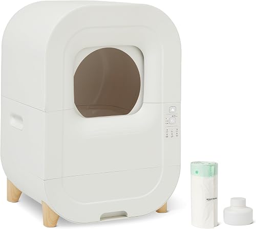 Amazon Basics Automatic Self-Cleaning Cat Litter Box with Safety Sensors, S-Shaped Screen, Odor Control, Removable Washable Liner, 15.8-Gallon, for Cats 3.3-22lb : Pet Supplies