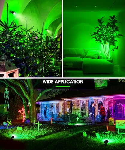 Image of L LOHAS LED Green Outdoor Spotlight 5W Dusk to Dawn Landscape Light 2 Pack