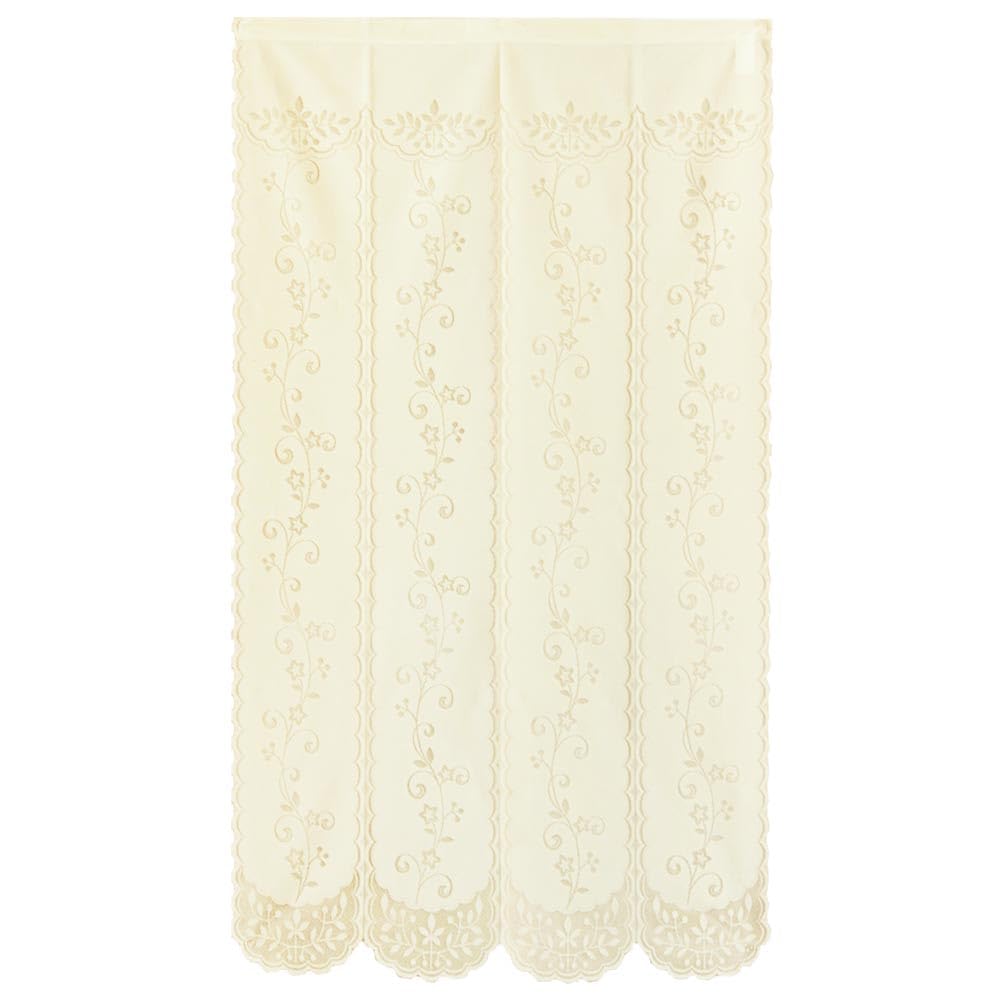 Amazon｜レースのれん 四つ割れフラワー（BE）85×150cm アイボリー