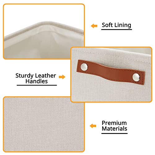Image of DULLEMELO Fabric Storage Basket for Office Home Nursery, Small Fabric Organizing Basket with Handles (Beige)