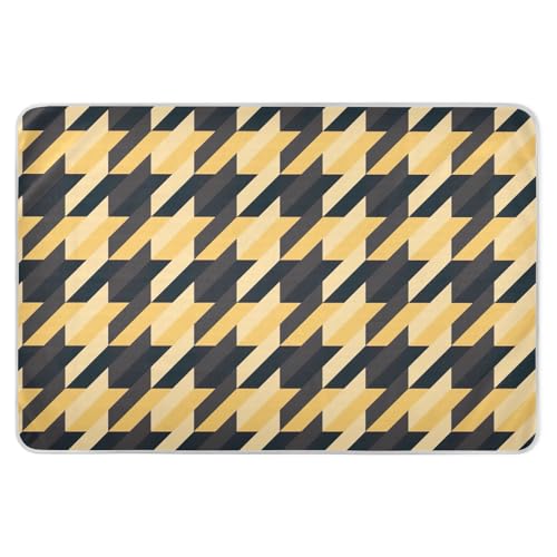 Alèses de lit motif pied-de-poule jaune imperméables et durables - 2