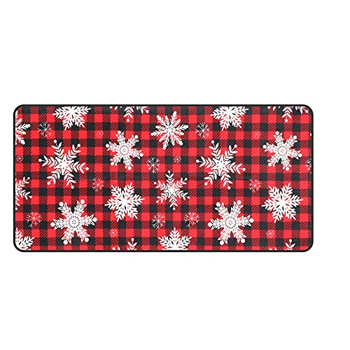 Christmas Kitchen Rug Non Slip Snowflake Buffalo Plaid Kitchen Floor Mat Cushioned Standing 20 X 40 Inch Doormats For Sink Kitchen Decor And Accessories #TOP10