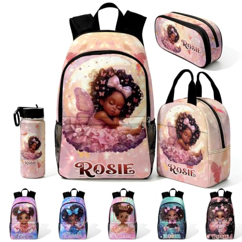 Image of Custom Girls Backpacks Personalized Backpack for Kids Back to School Set | Kid Customized Toddler Girl Backpack with Lunch Bag Book Bag Kindergarten Prek Preschool Gifts Shiny Little Girl