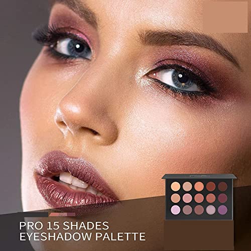 Image of 15 Shade Matte Palette | Unique Nude Colours Eyeshadow | High Pigmented | Easy To Blend | Travel-Friendly | Blush Highlighting | Natural Eye Shadow Kit For Beginners |