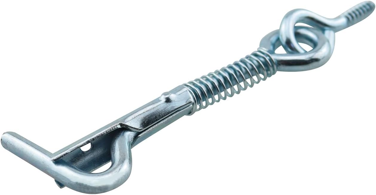6pcs Zinc-Plated Iron Spring Hook and Eye Safety Latch 2.5-inch Wire Gate Hook and Eye Latch