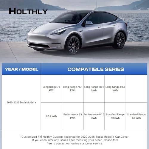 Image of 10 Layers Car Cover with Charger Port Custom Fit for Tesla Model Y (2020-2026), Waterproof All Weather for Automobiles, Outdoor Full Cover Sun Dust Rain Protection with Cotton. Silver