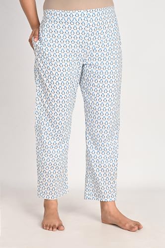 Image of Women's Pure Cotton Bird Printed Night Suit Top and Pyjama Set.