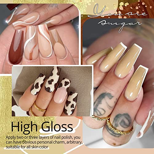 UR SUGAR Fall Winter Gel Nail Polish Set, 6 Colors Brown Gel Polish Set Caramel Coffee Burgundy Red Khaki Gel Nail Polish Kit Autumn Winter Gel Polish Set Soak Off Manicure Kit for Women - Image 3