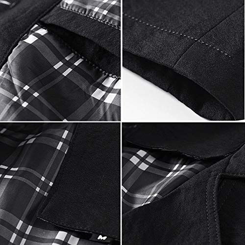 iYYVV Mens Winter Warm Jacket Overcoat Outwear Slim Long Trench Buttons Coat Jacket Black - Thumbnail 3
