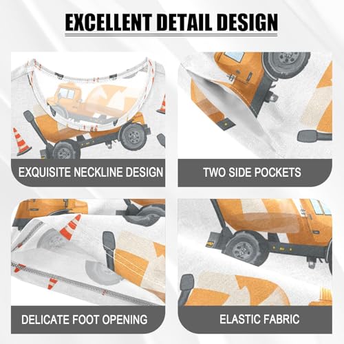 ALAZA Cement Truck Pajamas Set Short Sleeve Cotton Sleepwear Summer Pjs 2 Piece 5-14Y4