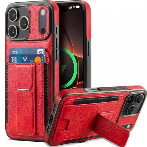 Protection iPhone 17 Pro Max rouge fente cartes pour voyager léger