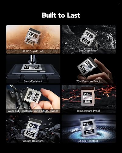 Lexar Professional CFexpress 4.0 Typ B 512GB Speicherkarte, bis zu 3600MB/s Lesen, 3000MB/s Schreiben, für 8K Raw Video, für DSLR, Rückwärts Kompatibel mit XQD Kamera