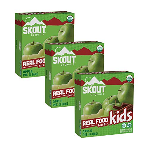 Skout Organic Apple Pie Real Food Bars for Kids (18 Pack) | Organic Snacks for Kids | School Snacks & Lunch Snacks | No Refined Sugar | Vegan & Paleo | Gluten, Dairy, Grain, Peanut Free