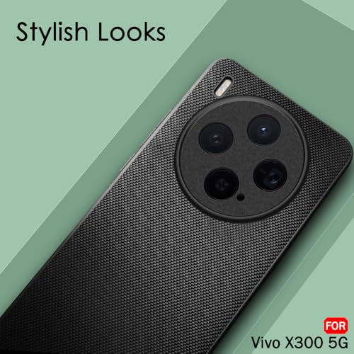 Image of TheGiftKart Back Cover Case for Vivo X300 5G | Slim & Lightweight | Ultra-Premium Design | Camera Protection Bump | Fabric Texture Case Cover (PC & TPU, Black)
