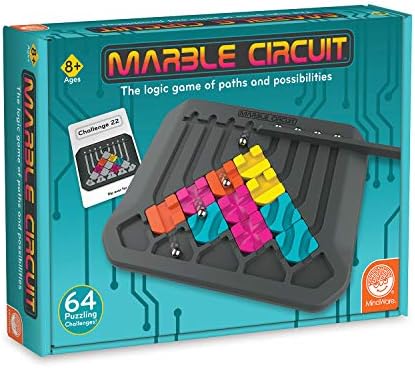 MindWare Marble Circuit Logic Game for 1 Player Great Gift for Kids who Like Puzzles & Brain teasers 64 Card Challenges & 24pcs Fun for Kids & Adults Ages 8+, Multicolor