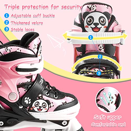 Papaison Roller Skates For Girls Boys With Light Up Wheels,4 Size Adjustable Panda Rollerskates For Toddlers Kids Indoor & Outdoor Illuminating Skates For Children Beginners #TOP3