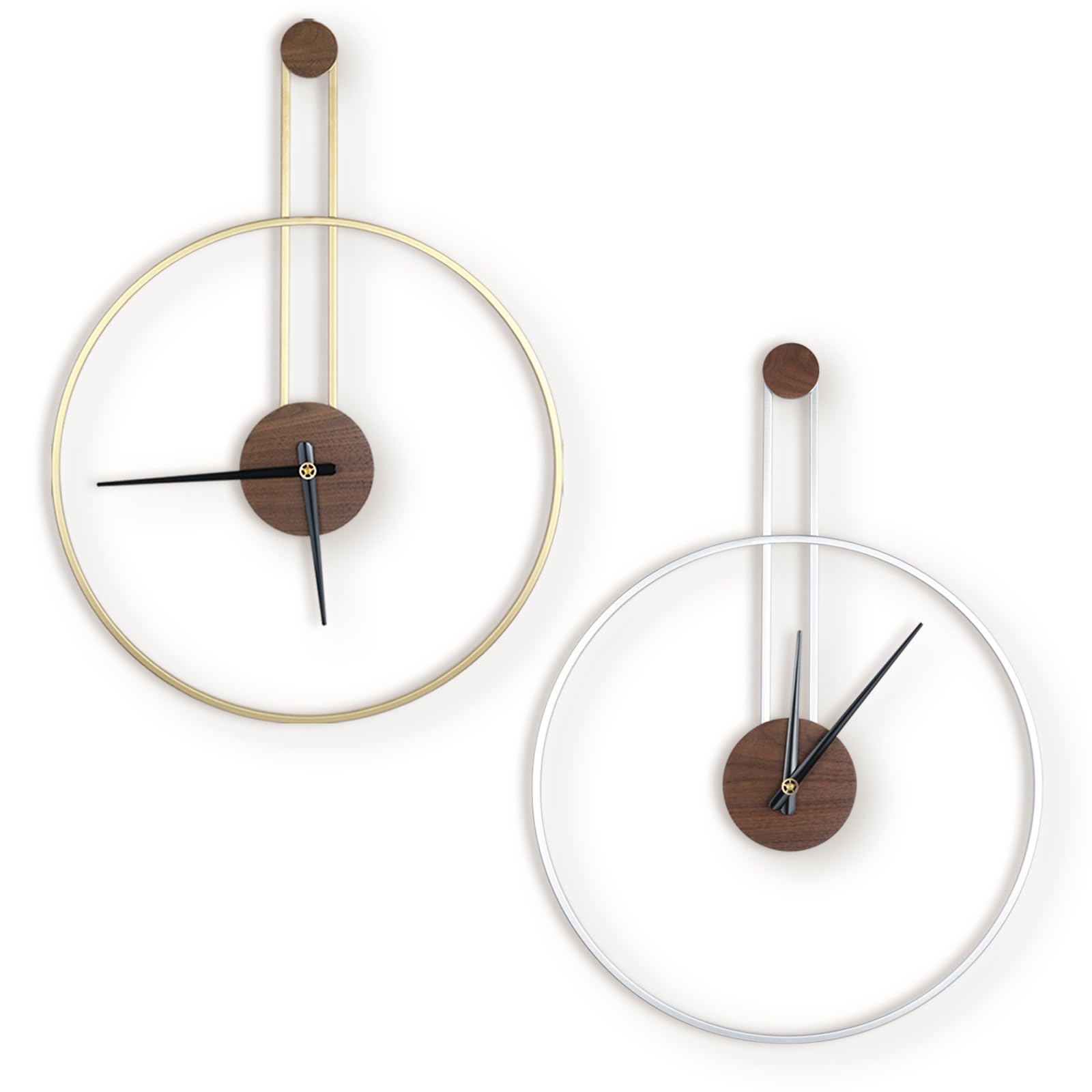 Product Image Modern Wall Clock Large Wall Clock with Walnut Dial Silent Non-Ticking Metal Wall Clock for Living