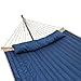 Patio Watcher 11 Feet Quilted Fabric Hammock with Curved-Bar Bamboo and Detachable Pillow, Double Hammock Perfect forOutside Outdoor Patio Yard Beach, Dark Blue