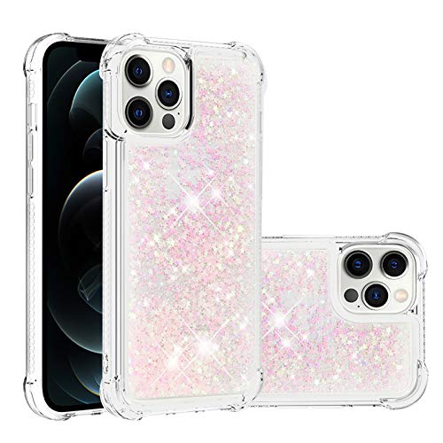 Compatible with iPhone 12 Pro Max Case Liquid Glitter, Bling Sparkle Flowing Waterfall Liquid Back Cover Soft Rubber TPU Protection Case Glitter Phone Case Scratch Compatible with iPhone 12 Pro Max