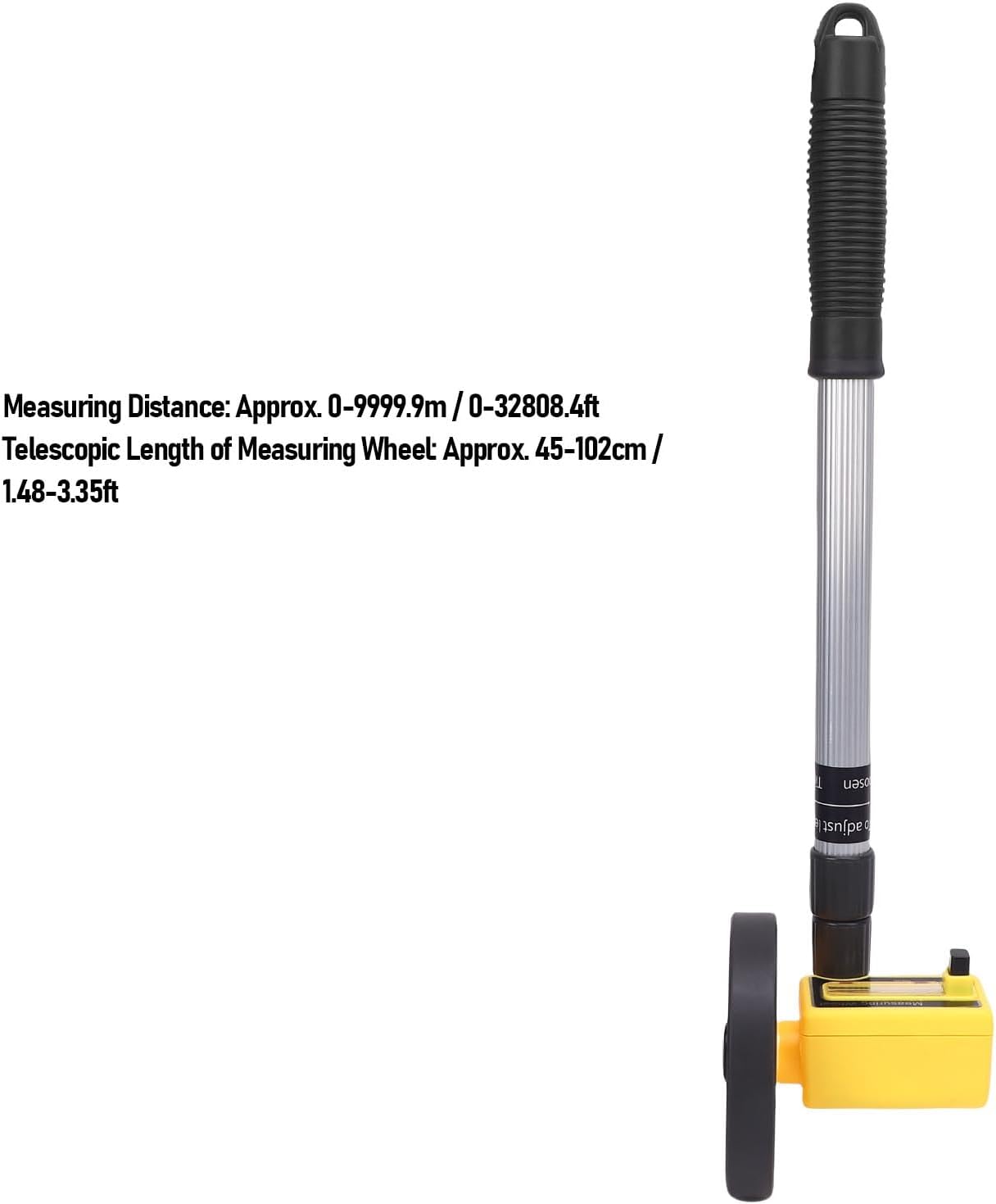 Denash Measuring Wheel, Extendable Portable Distance Measuring Tool, Adjustable Length Rolling Metric Measuring Wheel for Construction, Relief