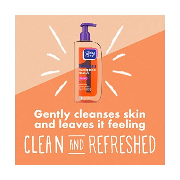 Clean-Clear-Essentials-Foaming-Facial-Cleanser-Oil-Free-Daily-Face-Wash-with-Glycerin-to-Remove-Acne-Breakout-Causing-Dirt-Oil-Makeup-Without-Over-Drying-8-fl-oz Clean & Clear Essentials Foaming Facial Cleanser, Oil-Free Daily Face Wash with Glycerin to Remove Acne Breakout-Causing Dirt, Oil & Makeup Without Over-Drying, 8 Fl Oz (Packaging may vary)