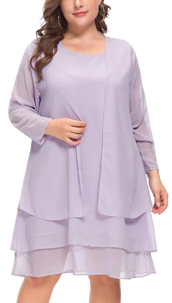 LIDLIT 2PCS Women's Chiffon Dress Mother of The Bride