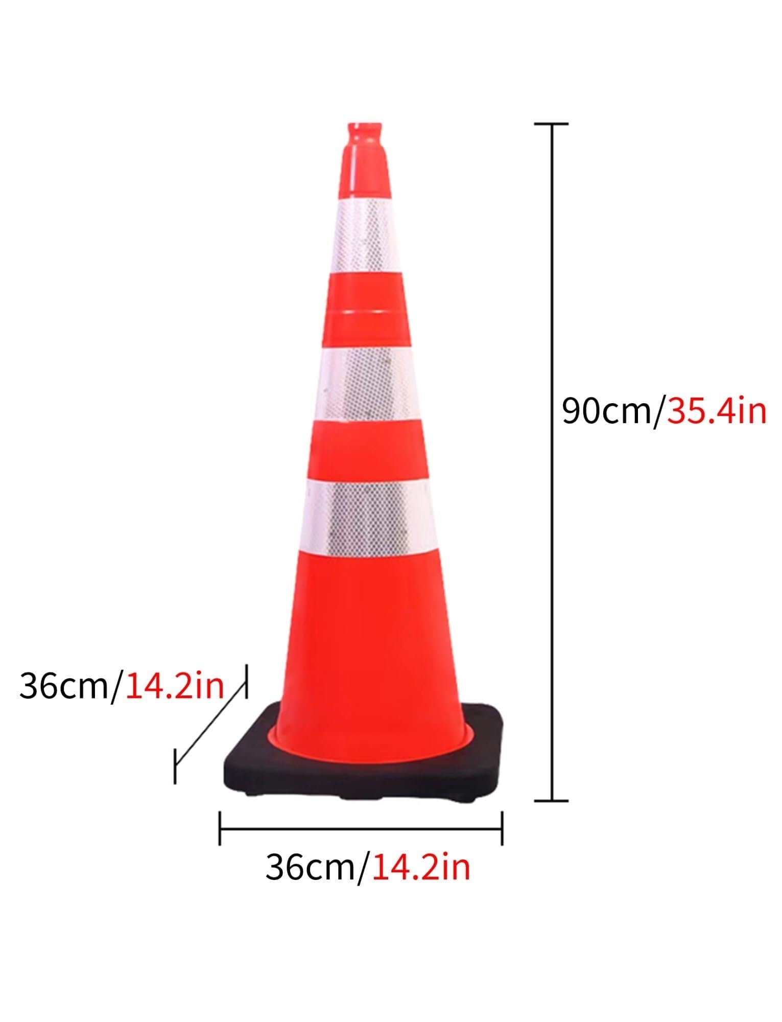 Lot de 4 cônes de signalisation en TPU résistant aux intempéries, avec Bandes réfléchissantes et Bases lestées, for Le stationnement et Les Chantiers.